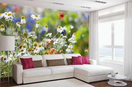 Vlies Fototapete - Blühende Wildblumen 375 x 250 cm